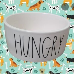 Rae Dunn By Magenta ,"Hungry" White Ceramic Dog Bowl